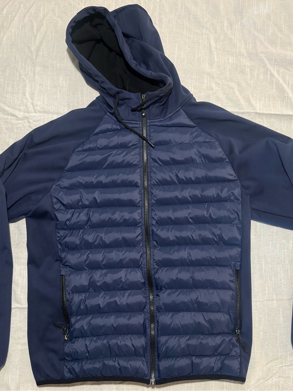 32° HEAT Men's Navy Hybrid Quilted Hooded Jacket